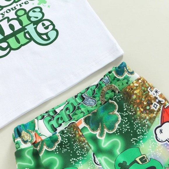 NEW Girl's St. Patrick's Day Who Needs Luck Outfit - Picture 3 of 5